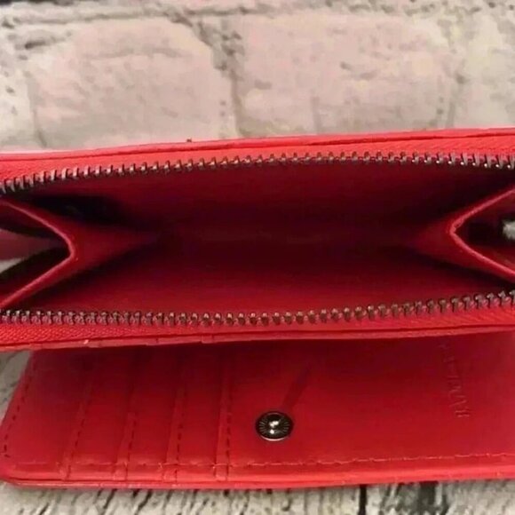 Badgley Mischka Red Croco Coin Credit Card Holder Wallet Billfold New with Tag - Picture 6 of 6